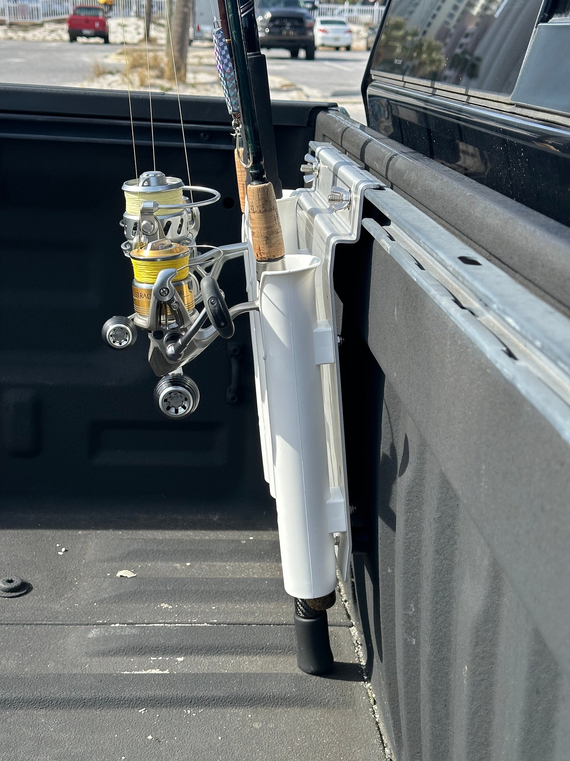toyota tundra fishing rod holder Triple Fishing Rod Holder for Toyota Tundra Bed Accessory Rail – Rod Rail Tackle