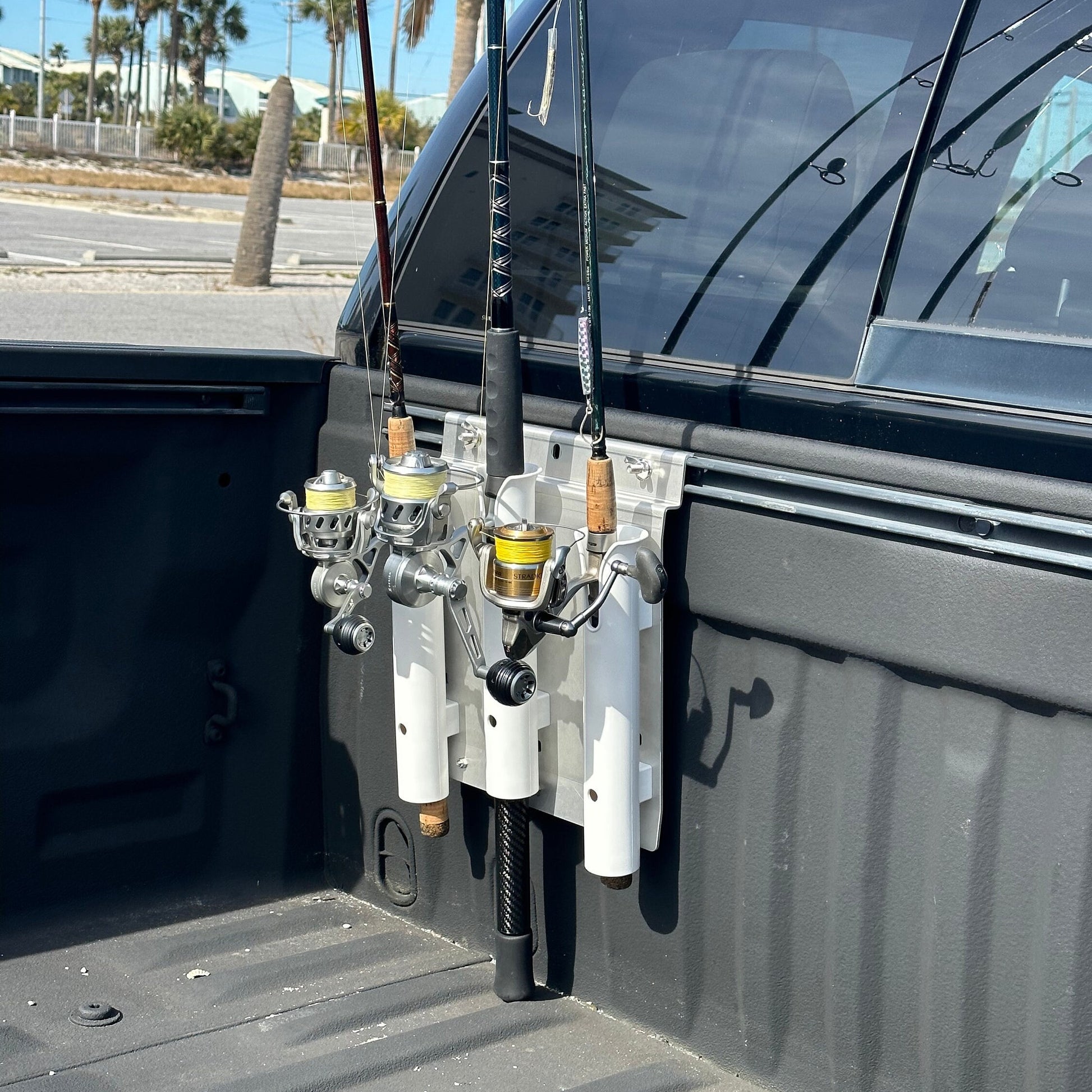 fishing rod holder for pickup bed Dev RB 200 Truck Rail Horizontal Adjustable Fishing This fishing pole holder for truck can hold up to 6 rods with custom EVA foam Dev Fishing RB 100 Truck