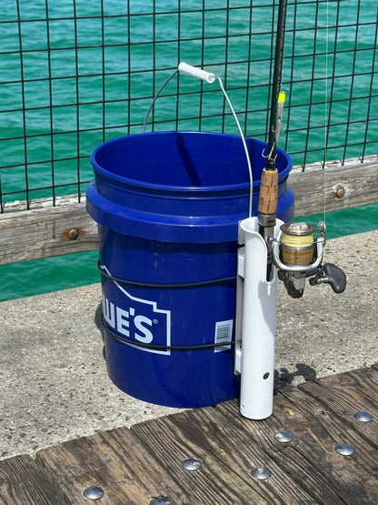 Single Fishing Rod Holder for 5 Gallon Bucket – Rod Rail Tackle Single Fishing Rod Holder for 5 Gallon Bucket – Rod Rail Tackle
